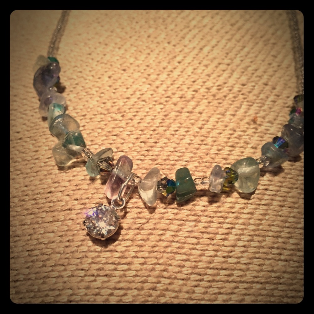 Swarovski crystal and natural gem stone necklace